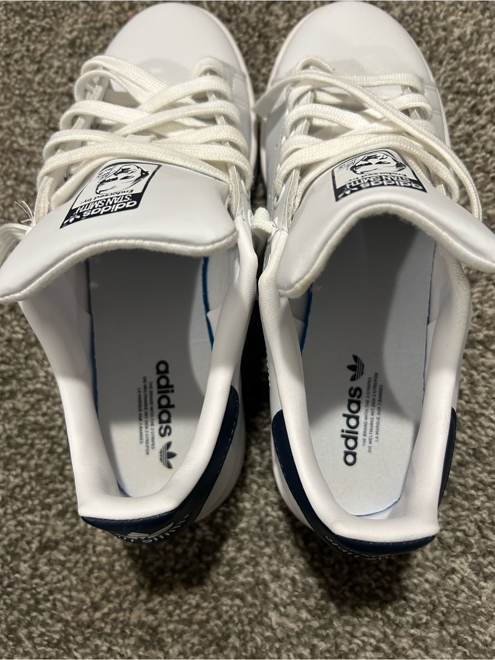 adidas White Sneakers with Navy Heel Tab - Women's Stan Smith collab - Picture 9 of 9